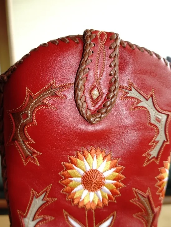 Frye Jennifer Estes Crocodile Western Boots Women 8B Red Exotic Cowboy Boot - Picture 7 of 14